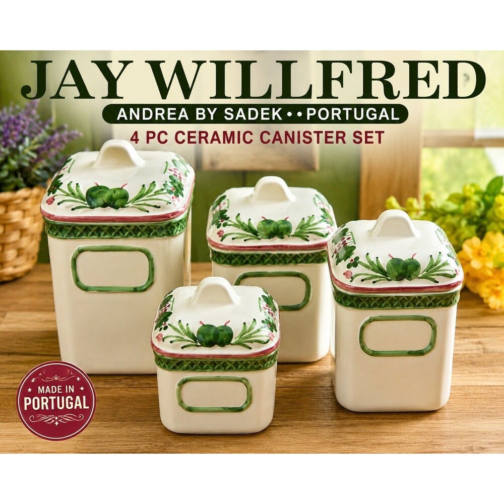 Jay Willfred Andrea by Sadek Portugal 4 Pc Ceramic Canister Set Fruit Lids